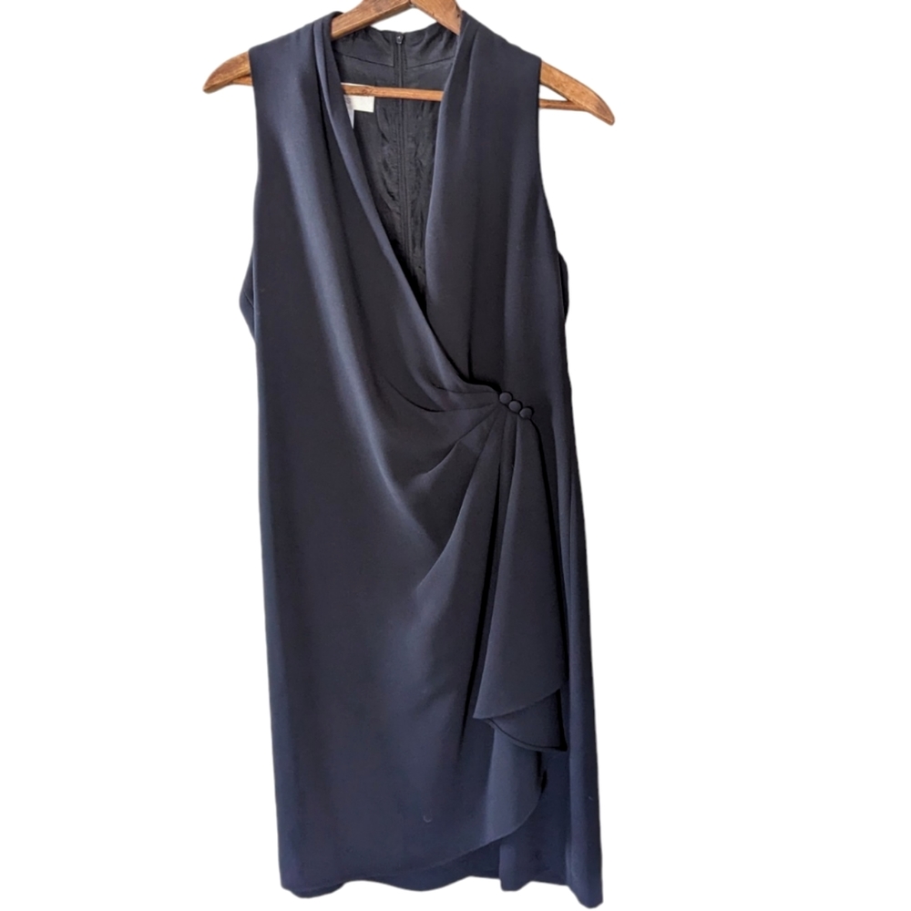 Vintage Jones New York Evening Dress Sz 12 Sleeveless Gathered Wrap Look Sheath